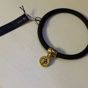 Marc by Marc Jacobs Chunky Rubber Bangle Bracelet. Black and gold. New w/Tags